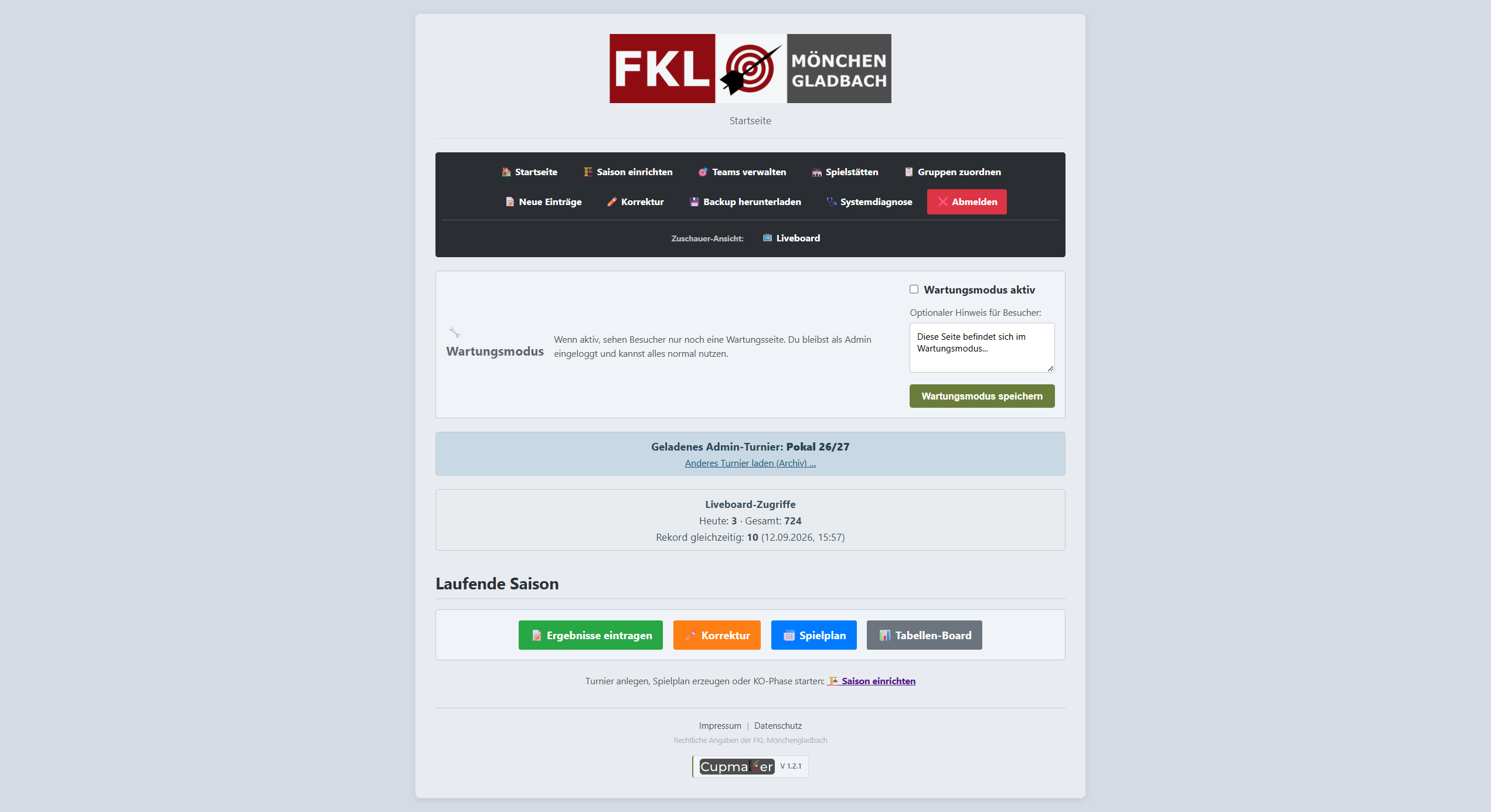 CupmaKer Admin-Startseite